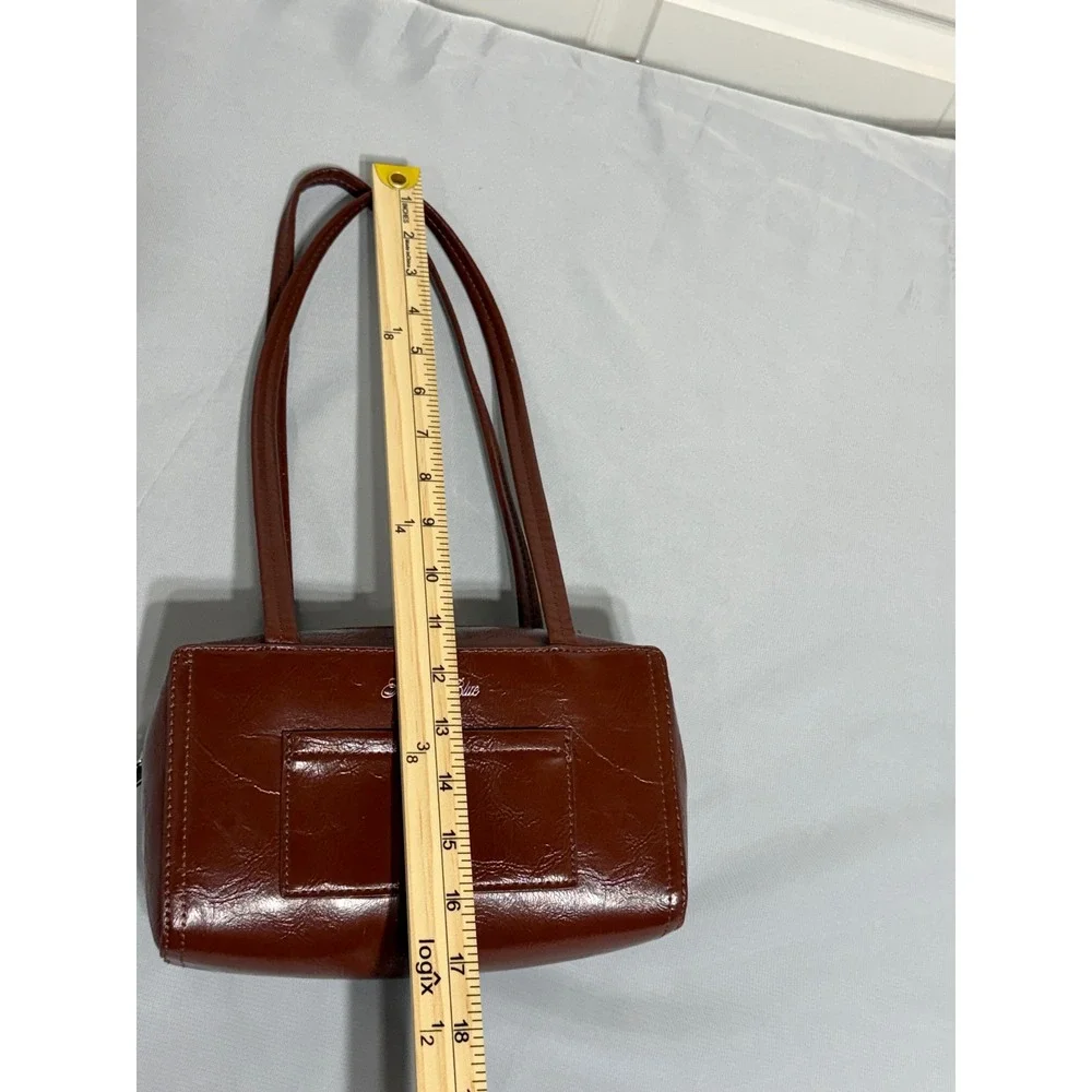 Kimchi Blue Brown Faux Leather Bow Shoulder Bag Glossy Baguette Purse Urban Outf
